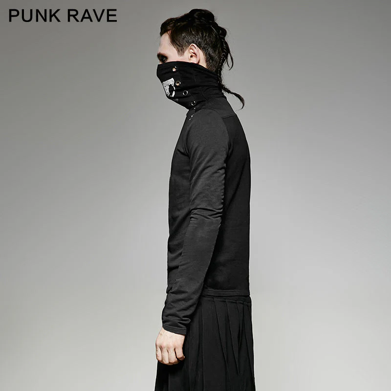 T-439 Casual Style Fancy Cotton High-necked Punk Shirts With Printing Pattern - Image 2