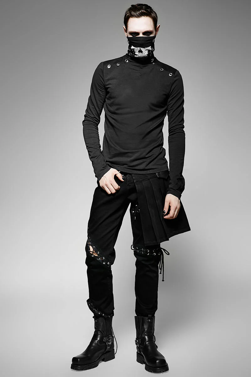 T-439 Casual Style Fancy Cotton High-necked Punk Shirts With Printing Pattern - Image 6