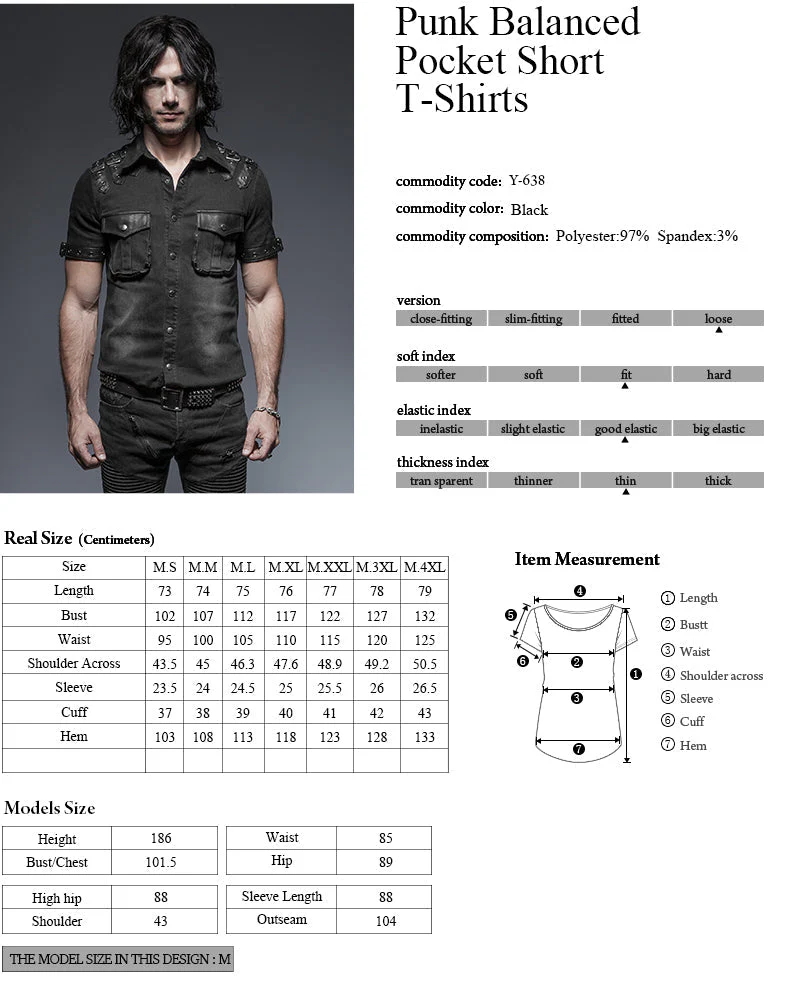 Y-638 Causal Tie-dye Short Sleeves Punk Shirts With Two Pockets - Image 6