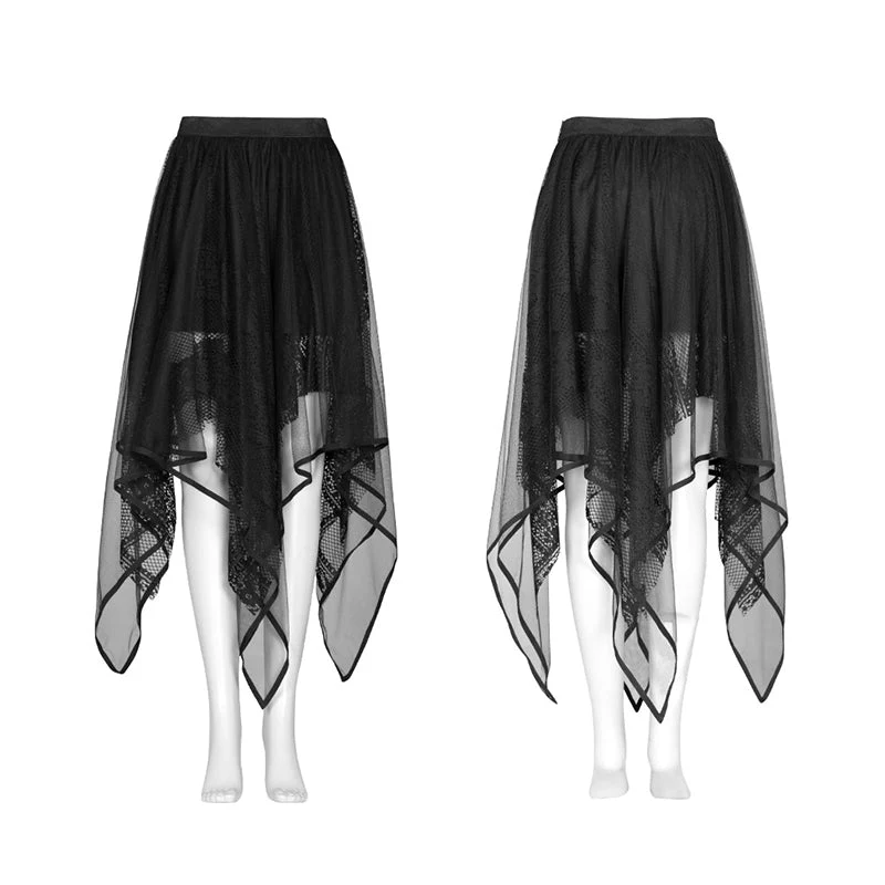 OPQ-616BQF Chiffon lace asymmetrical hemline skirt - Image 4