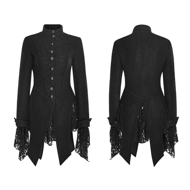 Y-682 Classical Lace Gothic Trench Coats With Perfect Stitching - Image 5