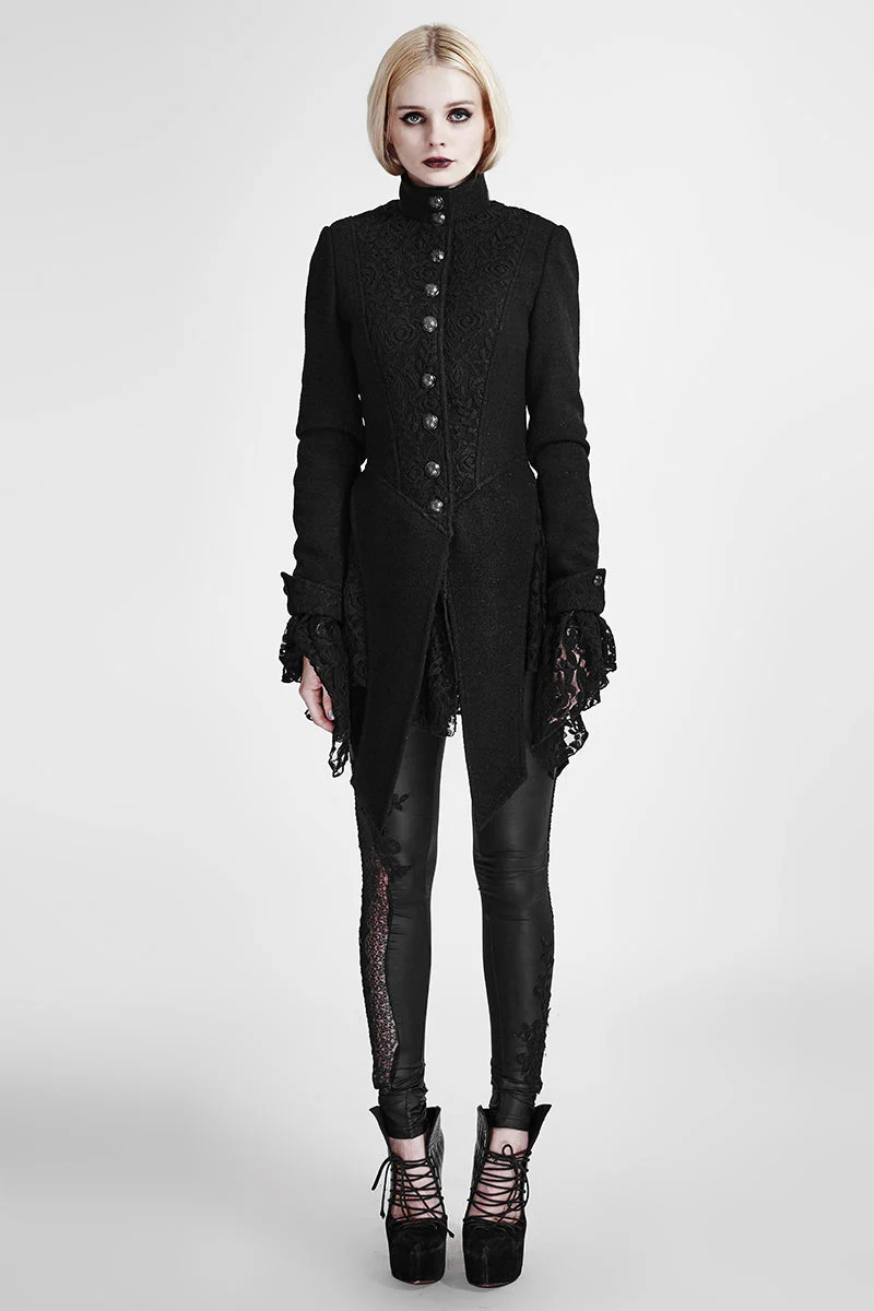 Y-682 Classical Lace Gothic Trench Coats With Perfect Stitching - Image 6