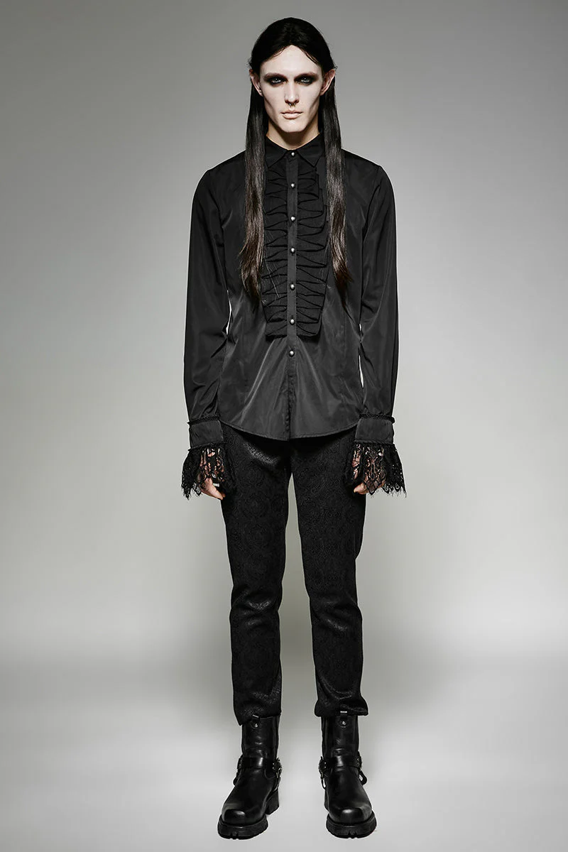 Y-695 Classical Version Gothic Shirt With Double-layer Cuffs Lace Designs - Image 6