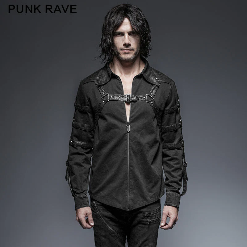 Y-644 Coffee Punk And Rock Punk Shirts With Long Sleeve