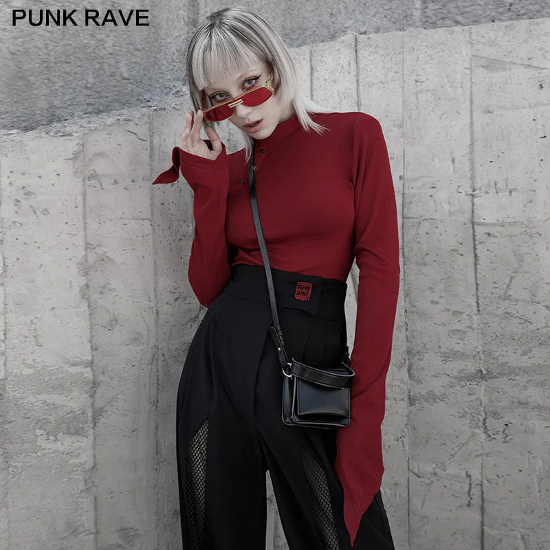 OPT-572TCF Collor padded shoulders Slim long sleeve t-shirt - Image 6