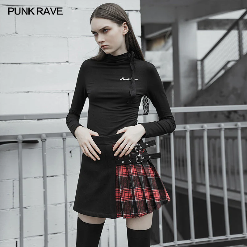 OPQ-471BQF Colored checked folded half skirt with button loop - Image 2