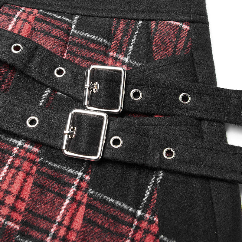 OPQ-471BQF Colored checked folded half skirt with button loop - Image 4