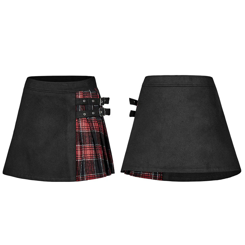 OPQ-471BQF Colored checked folded half skirt with button loop - Image 5