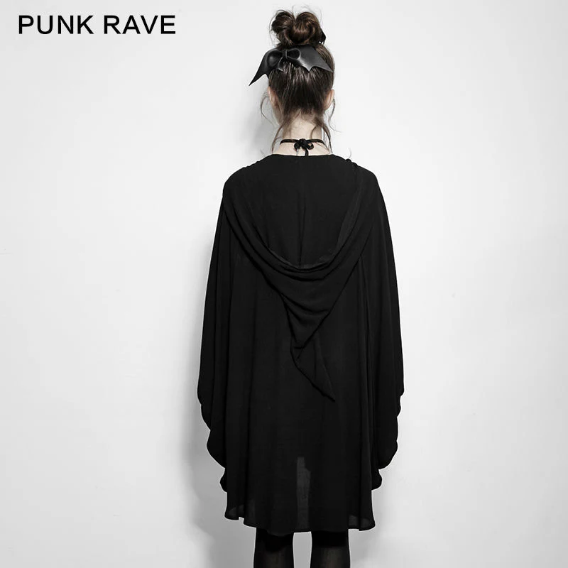 PY-178 Comfortable black Bats Punk Jacket With Double Zippers - Image 3