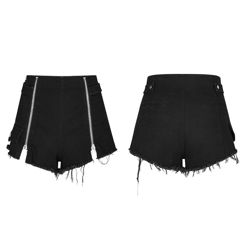 OPK-156 Comfortable Wide Leg Short Punk Pants With Metal Zippers - Image 4
