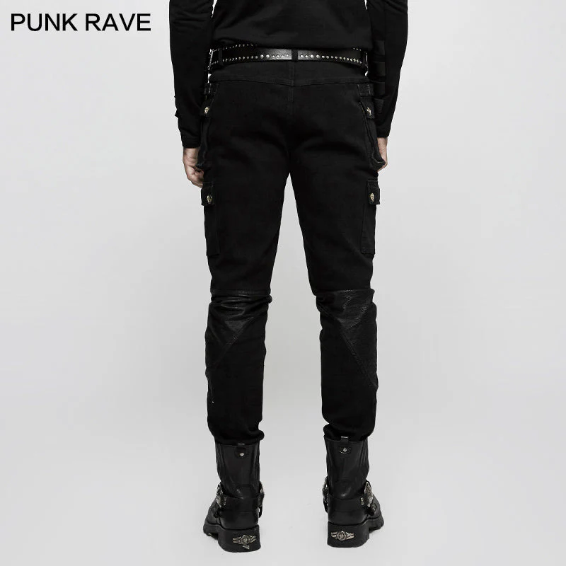 K-264 For Men Cool Part Of Leather Long Punk Pants - Image 3