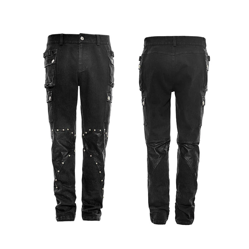 K-264 For Men Cool Part Of Leather Long Punk Pants - Image 4