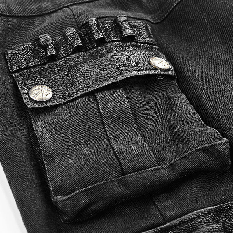 K-264 For Men Cool Part Of Leather Long Punk Pants - Image 5