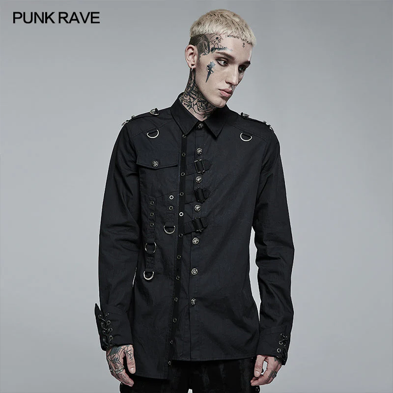 WY-1362DQM Punk Asymmetric Shirt - Image 6