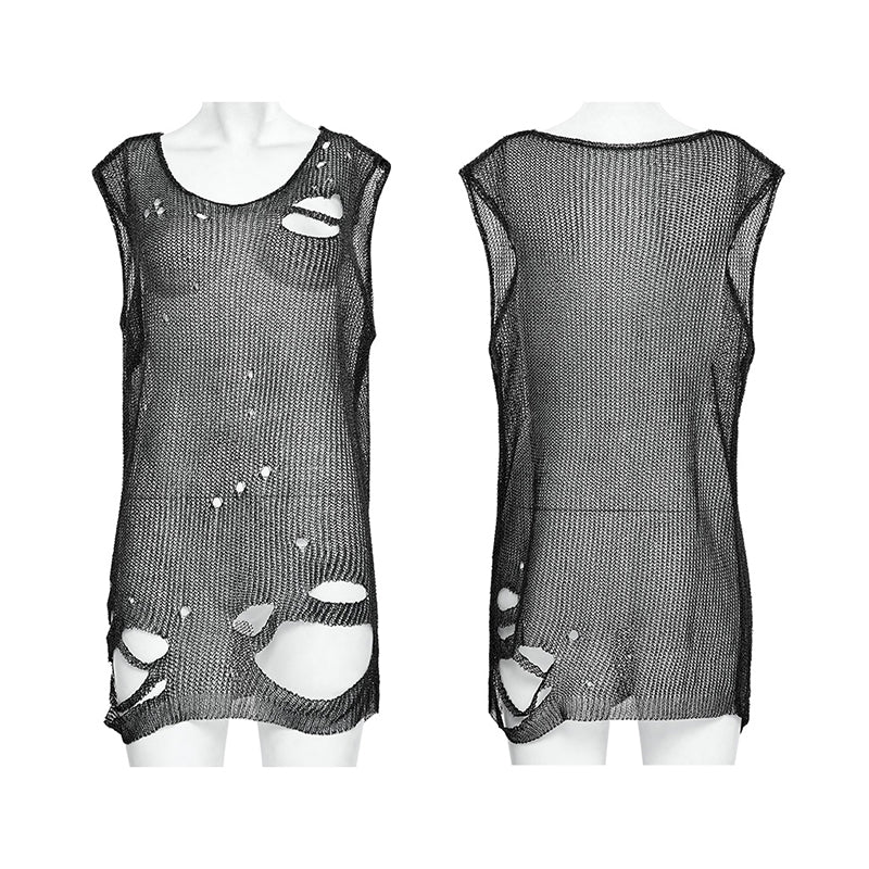 WM-075TMF Punk imitation mental wire ripped sweater - Image 4