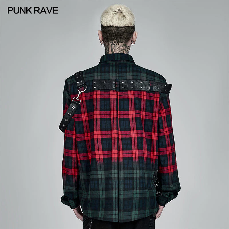 WY-1383CCM Punk Color Plaid Shirt - Image 7