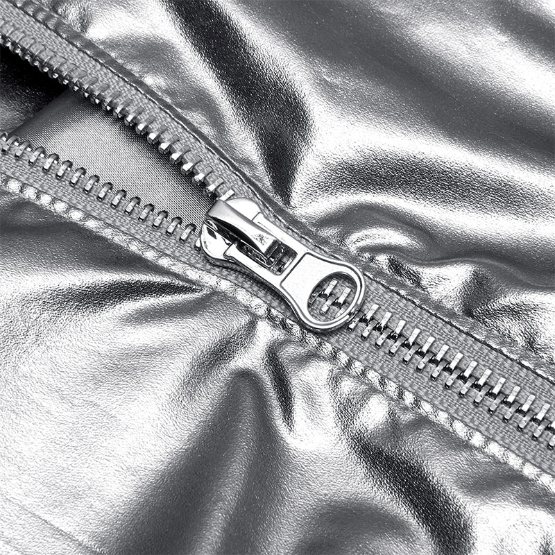 WY-1142XCF Cosmic Warrior Glossy Hollow Detachable Hem Medium-length Coat - Image 15
