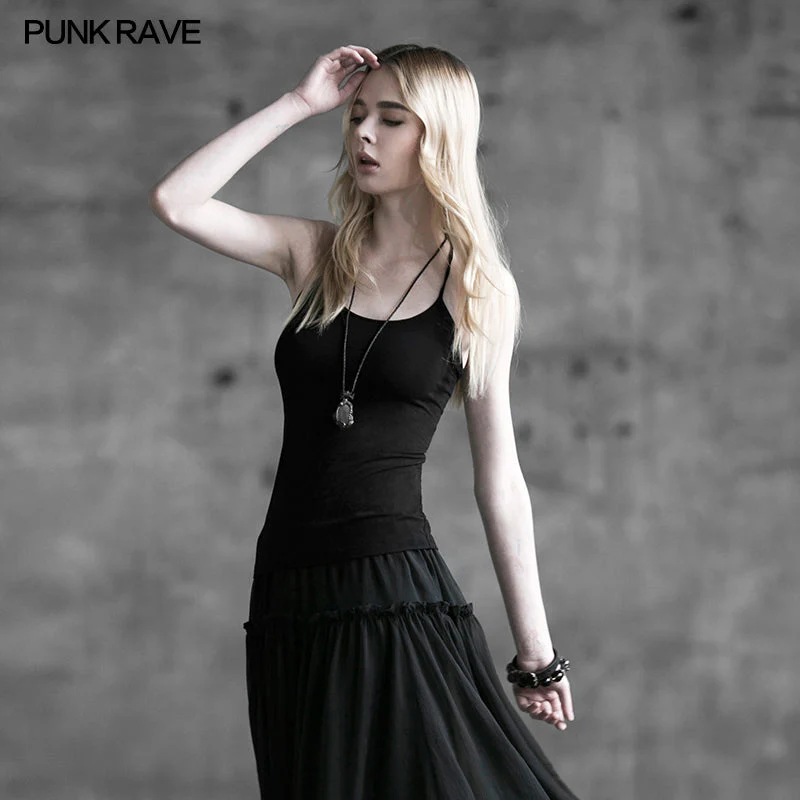 T-296 Cotton Sleeveless Sexy Open Back Elegant Fashion Punk Vest - Image 2