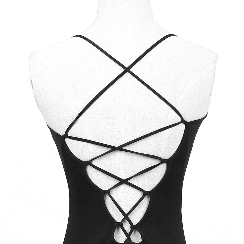 T-296 Cotton Sleeveless Sexy Open Back Elegant Fashion Punk Vest - Image 5