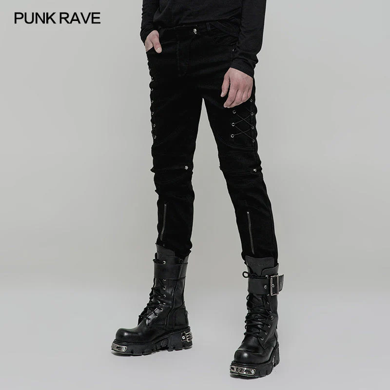 WK-315 Cowboy Elastic Denim Trousers Punk Jeans With Hollow-out Design - Image 2