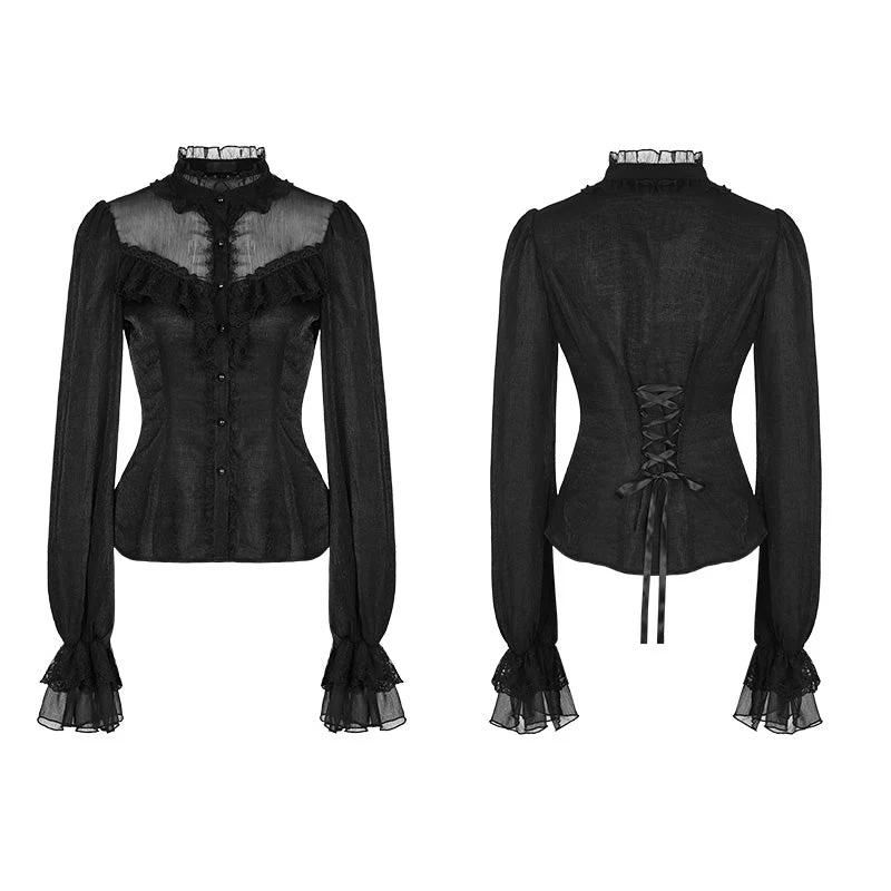 WLY-074 Cute Lolita Style Gothic Shirt Bubble Sleeves Blouse - Image 4