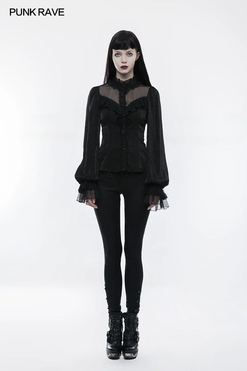 WLY-074 Cute Lolita Style Gothic Shirt Bubble Sleeves Blouse - Image 6