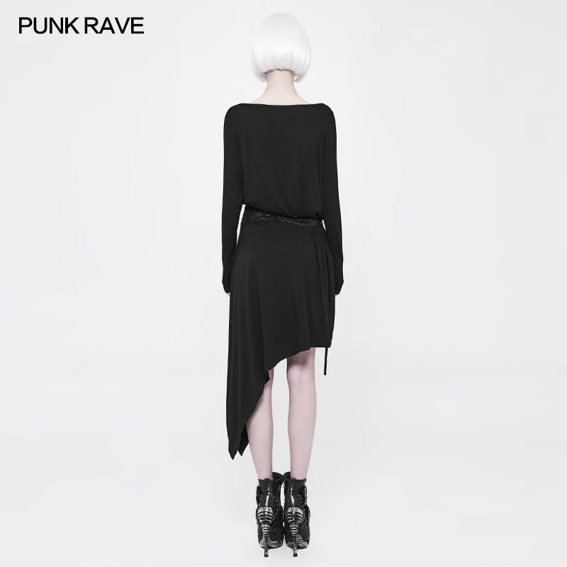 OQ-359 Daily A Word Collar Loose Punk Dress With Waistband - Image 3