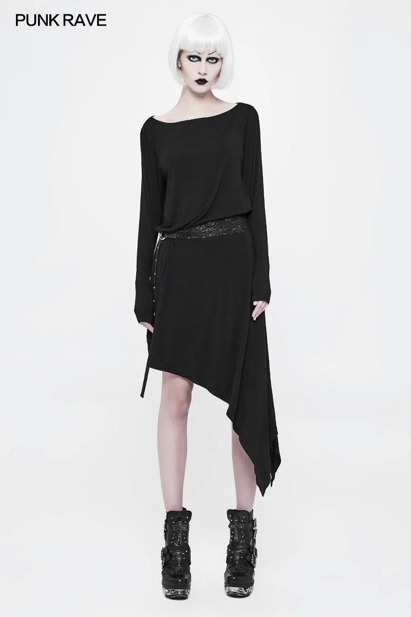 OQ-359 Daily A Word Collar Loose Punk Dress With Waistband - Image 6