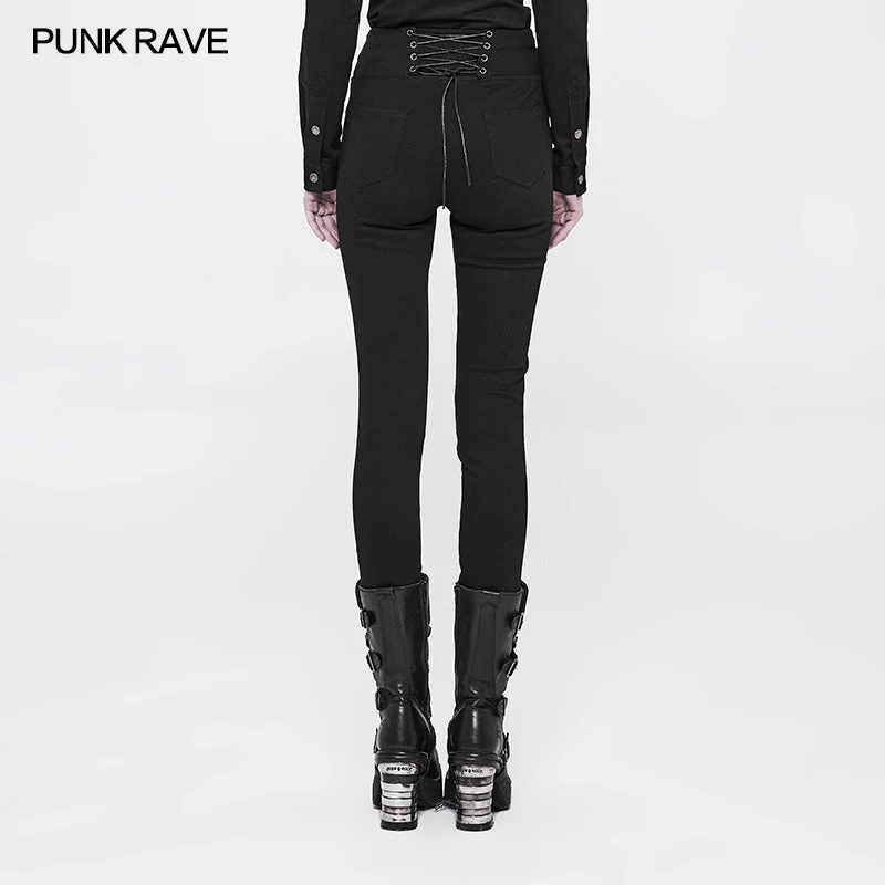 OK-329 Daily Fashion Stretch Long Punk Pants For Women - Image 2
