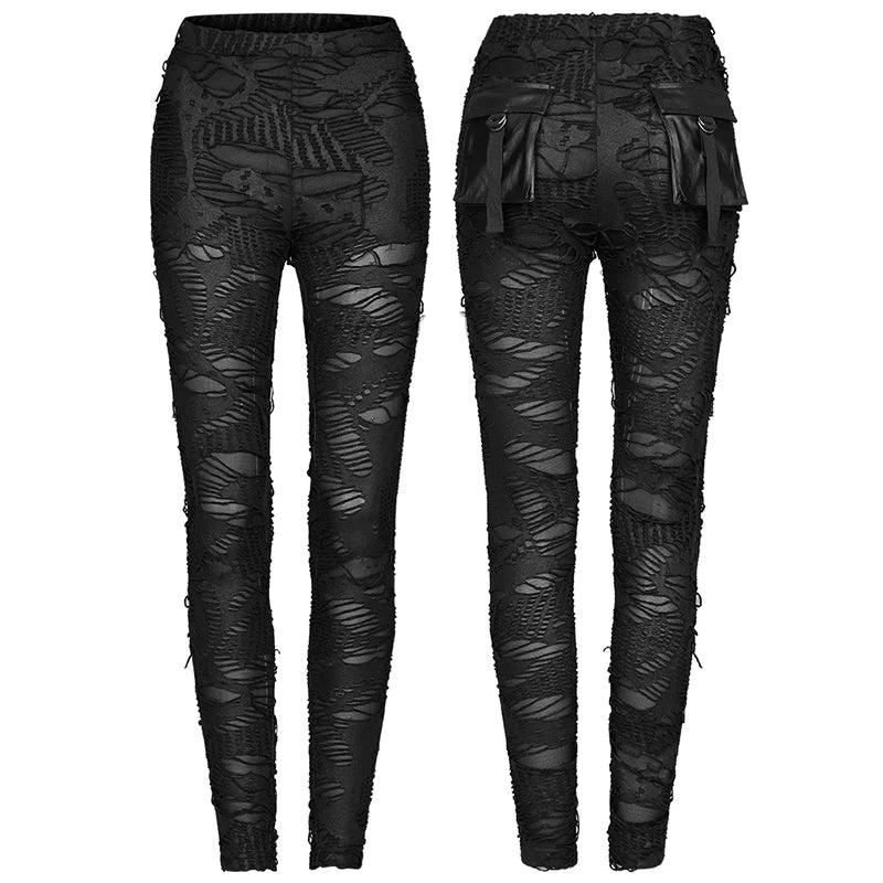 WK-492DQF Daily Gothic Ragged Leggings - Image 3