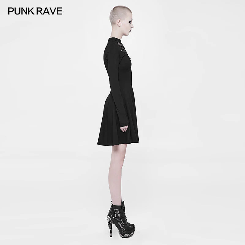 OQ-366 Daily High Elastic Knitted Punk Dress For Women - Image 2