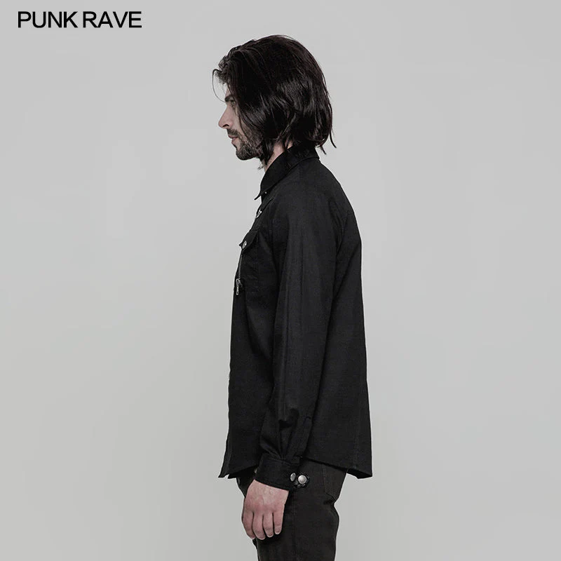 OY-875 Daily Wear Long Sleeve Punk Shirt For Men - Image 2