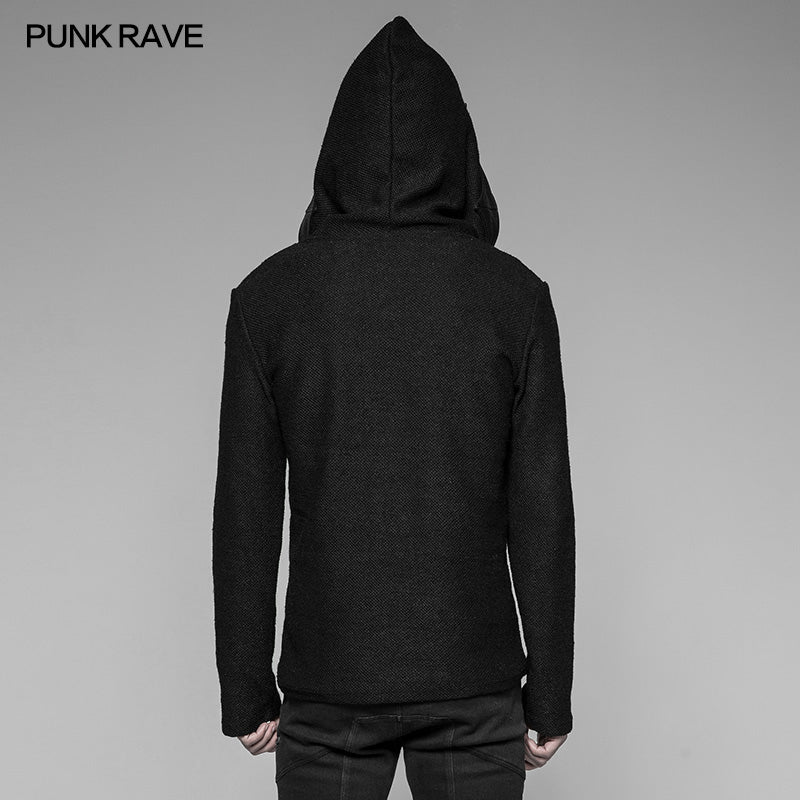 WM-044 Dark Evil Dragon Pullover Mosaic Punk Hoodies For Men - Image 3