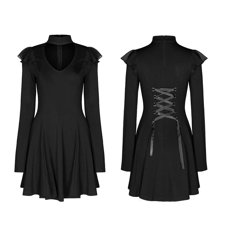 OPQ-633LQF Dark falbala lashing back dress - Image 3