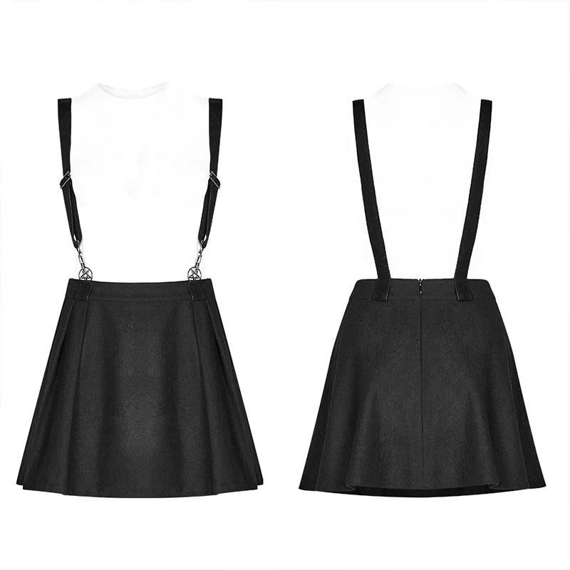OPQ-447DQF Dark Girl A pendulum Plaid Suspender Half Skirt - Image 4