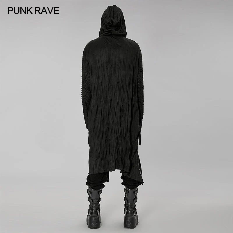 WY-1425XCM Dark pleated knitted long coat - Image 3