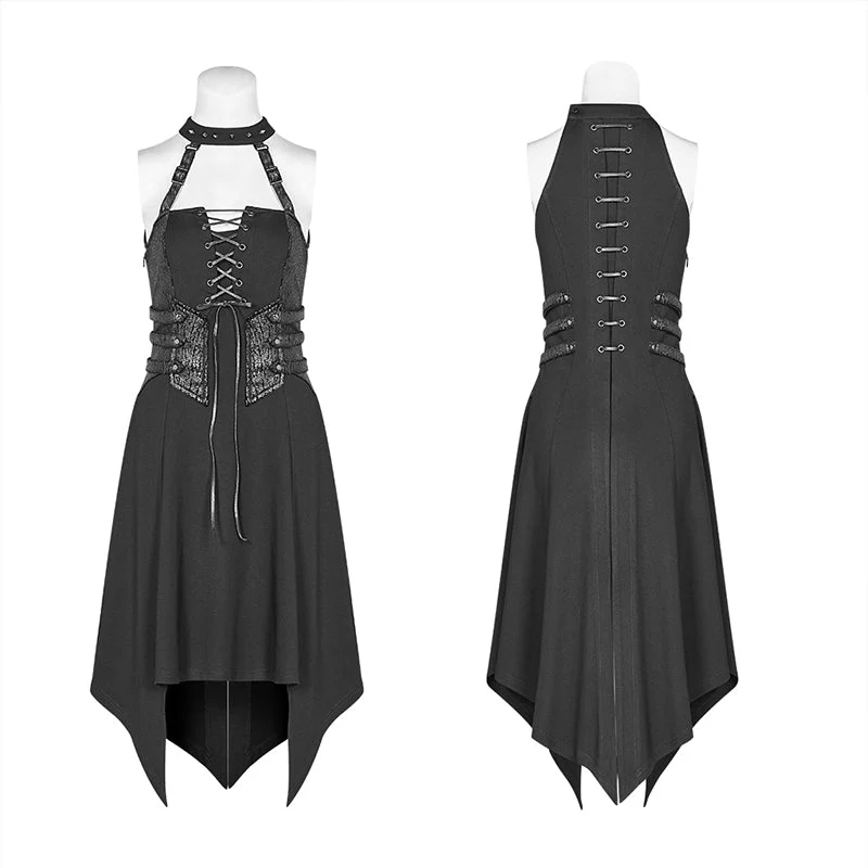 WQ-411 Dark Punk Halter Neck Short Dress - Image 4