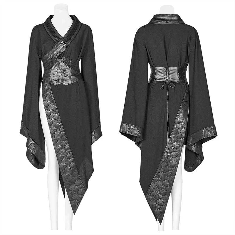WY-1068 Dark Punk Long Sleeve Asymmetric Kimono - Image 4