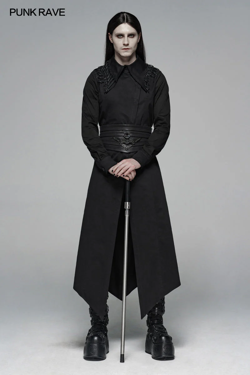 WY-1104 Dark Punk Micro-elastic Twill Long Shirt - Image 6