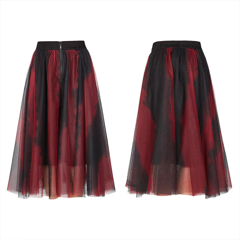 OPQ-863BQF Dark Red and black Gradient Half Skirt - Image 3