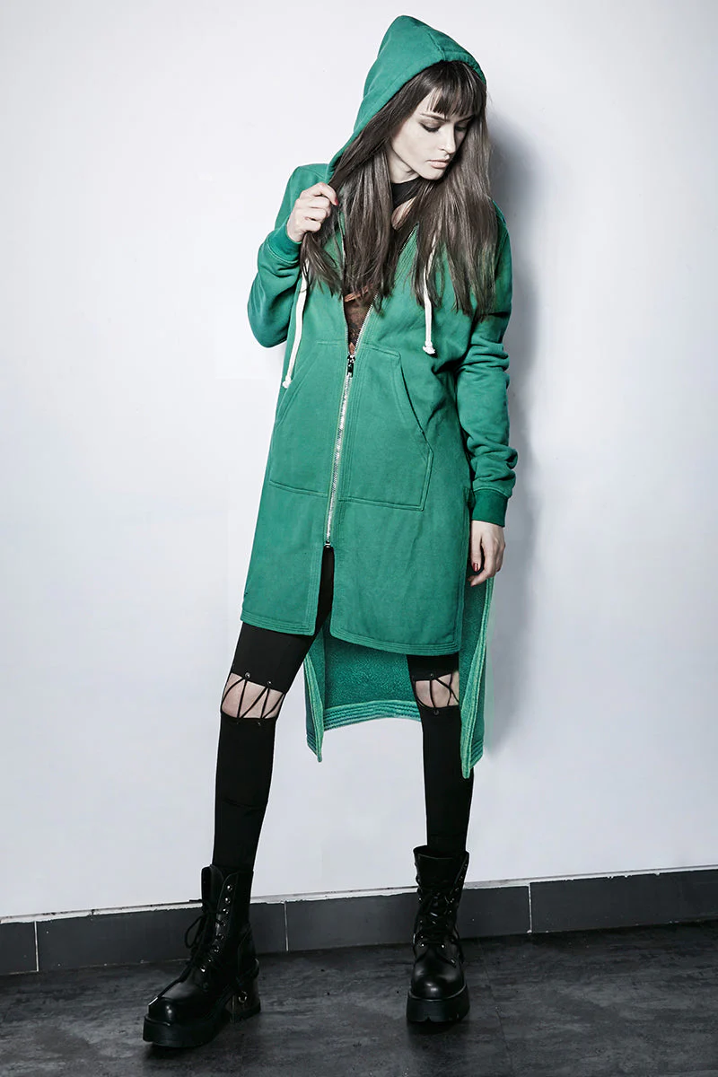 PY-216 Dark Skinny Hoodie Punk Coat With The Short Front And Long Back - Image 12