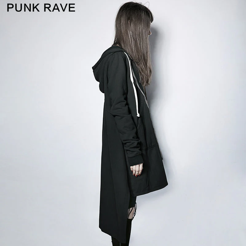 PY-216 Dark Skinny Hoodie Punk Coat With The Short Front And Long Back - Image 2