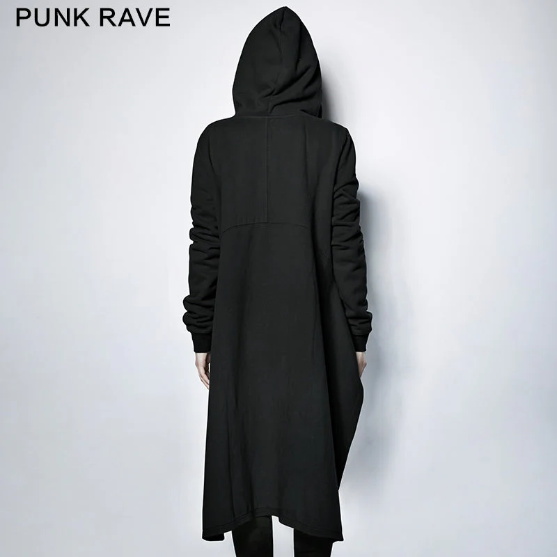 PY-216 Dark Skinny Hoodie Punk Coat With The Short Front And Long Back - Image 3