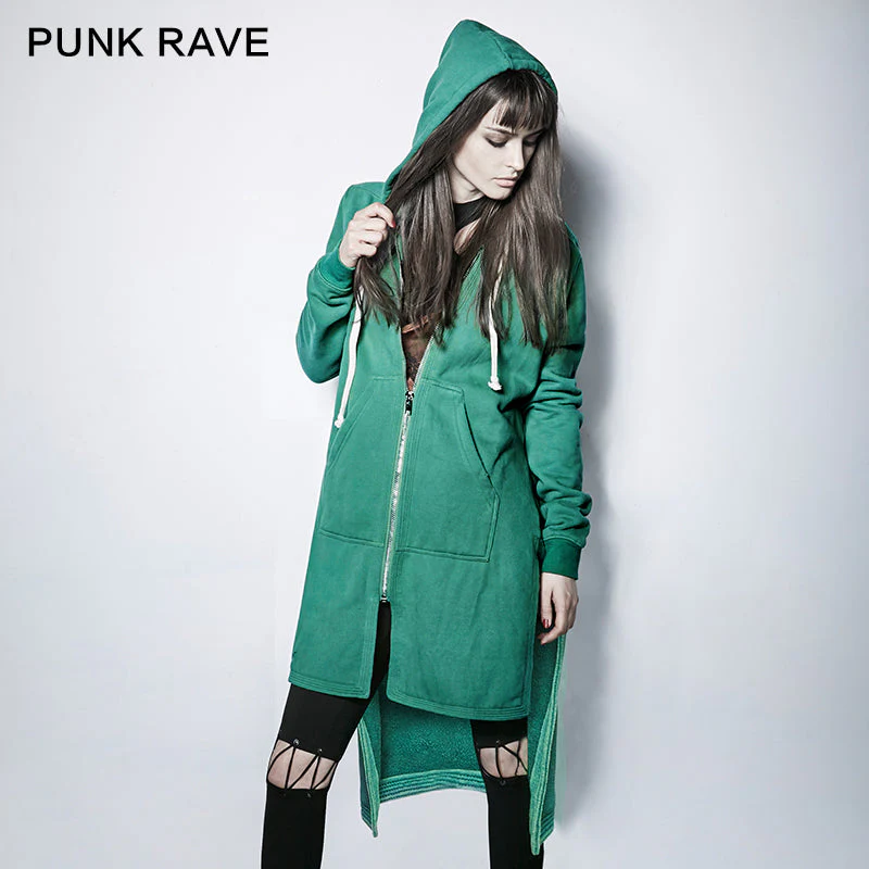 PY-216 Dark Skinny Hoodie Punk Coat With The Short Front And Long Back - Image 6