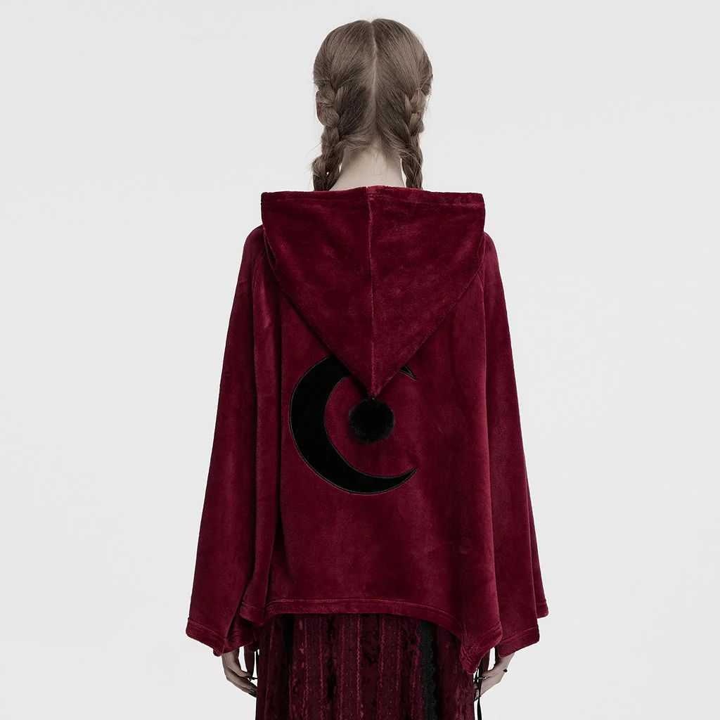 OPY-341DPF Dark Velvet Embroidered Cloak Jacket With Moon Design - Image 16