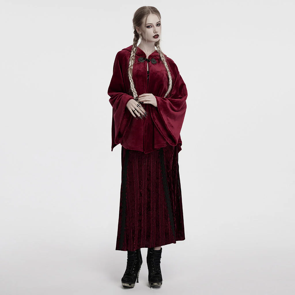 OPY-341DPF Dark Velvet Embroidered Cloak Jacket With Moon Design - Image 17