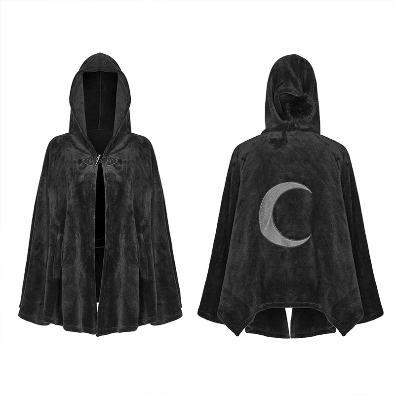 OPY-341DPF Dark Velvet Embroidered Cloak Jacket With Moon Design - Image 3