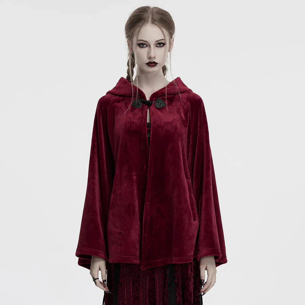 OPY-341DPF Dark Velvet Embroidered Cloak Jacket With Moon Design - Image 5