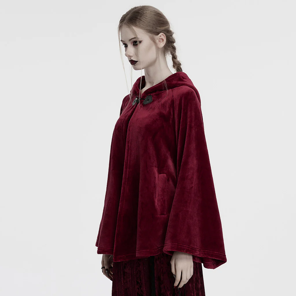 OPY-341DPF Dark Velvet Embroidered Cloak Jacket With Moon Design - Image 8