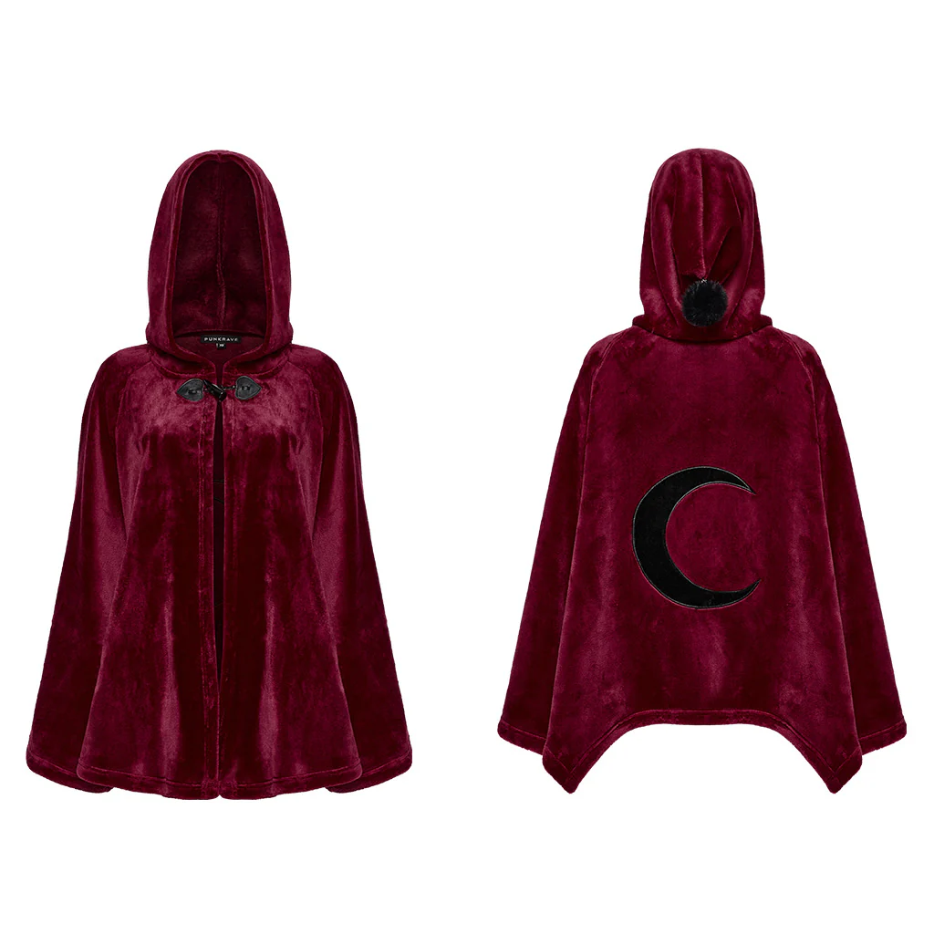 OPY-341DPF Dark Velvet Embroidered Cloak Jacket With Moon Design - Image 9